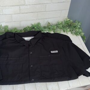 Columbia PFG Shirt Mens XL black Fishing Button Front nwot